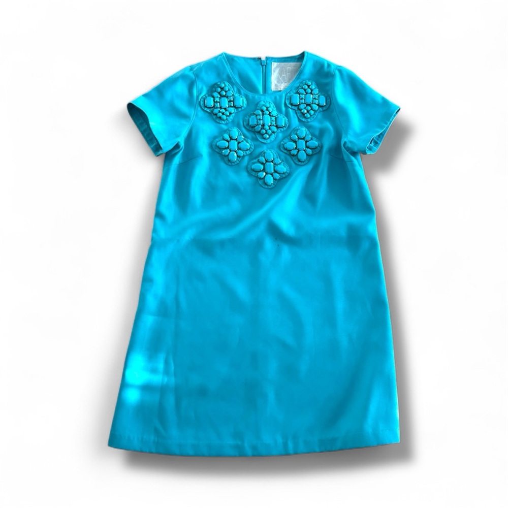 Blue Dress with Floral Embellishments